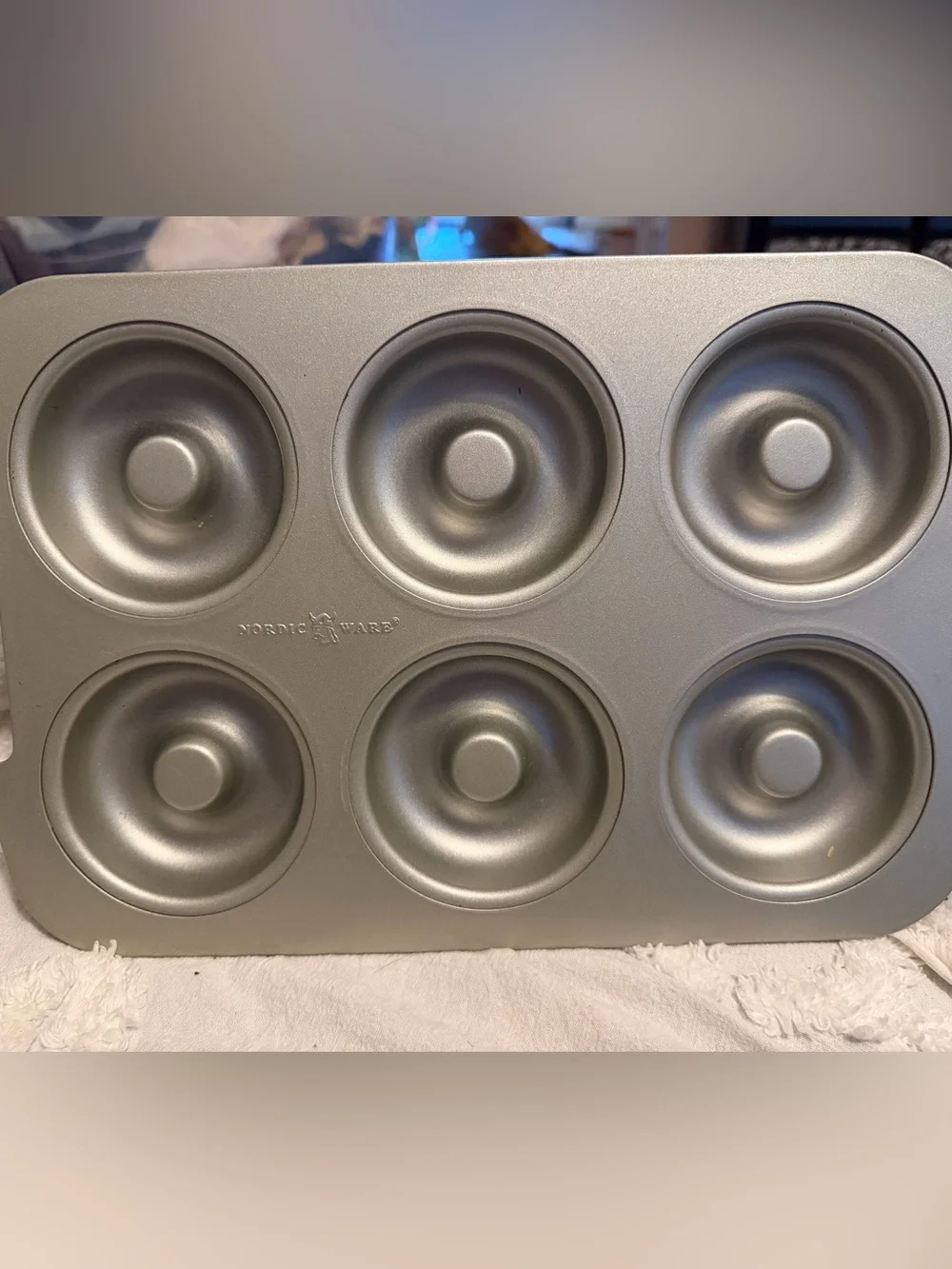 Nordic Ware Silver Metallic 6-Cavity Donut Baking Pan